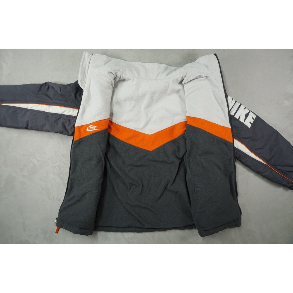 Vintage Nike Y2K 90s Reversible Fleece Lined‎ Jacket Coat Gray Orange Mens Small - Picture 11 of 13